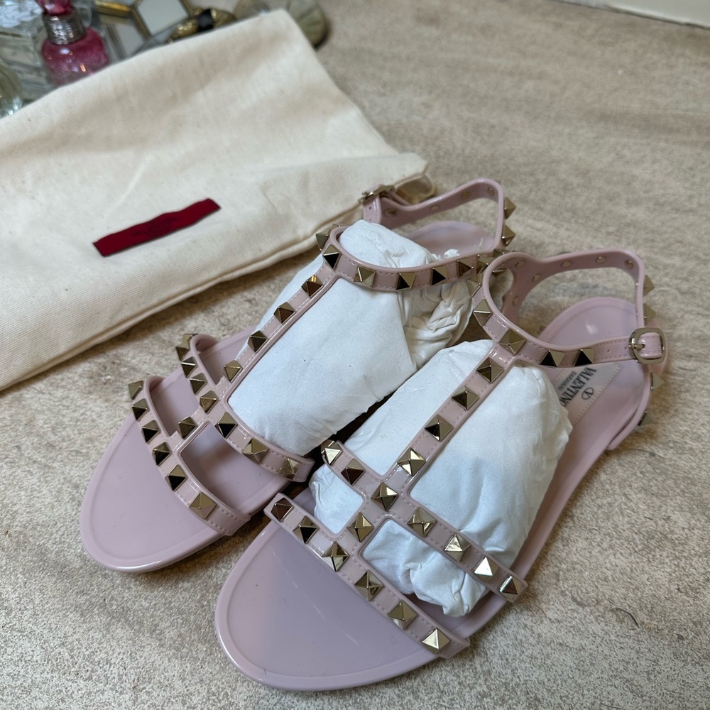Valentino Garavani Pink Studded Sandals